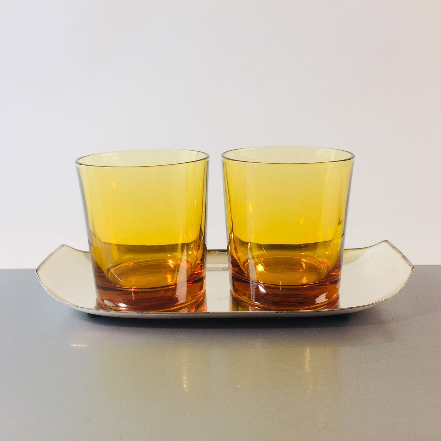Whiskygläser Italy 8 cm mit WMF Tablett Vintage 50er 60er Gläser