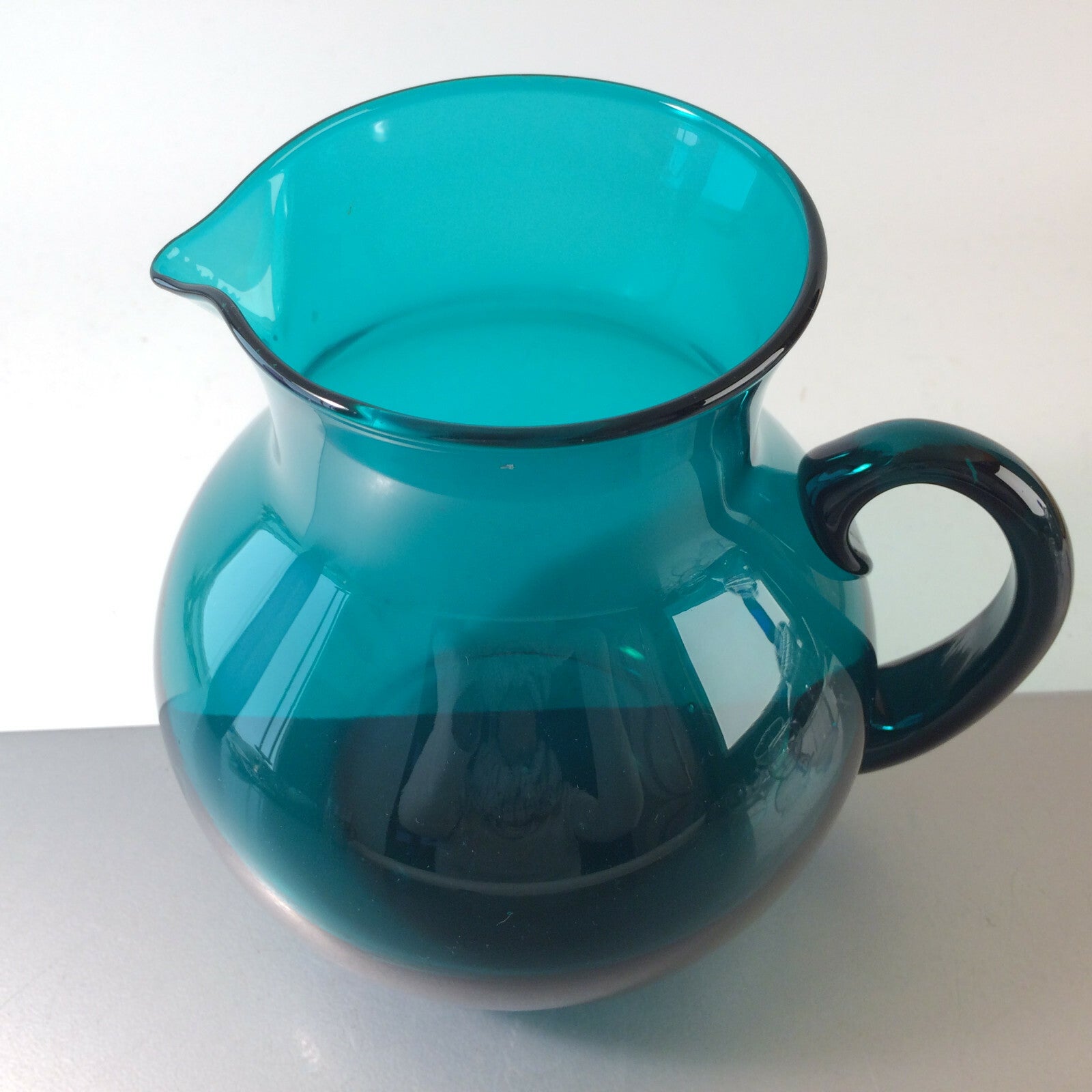 Vintage KARAFFE Kanne Krug grün Glas 60er 70er 17cm MID CENTURY Vase