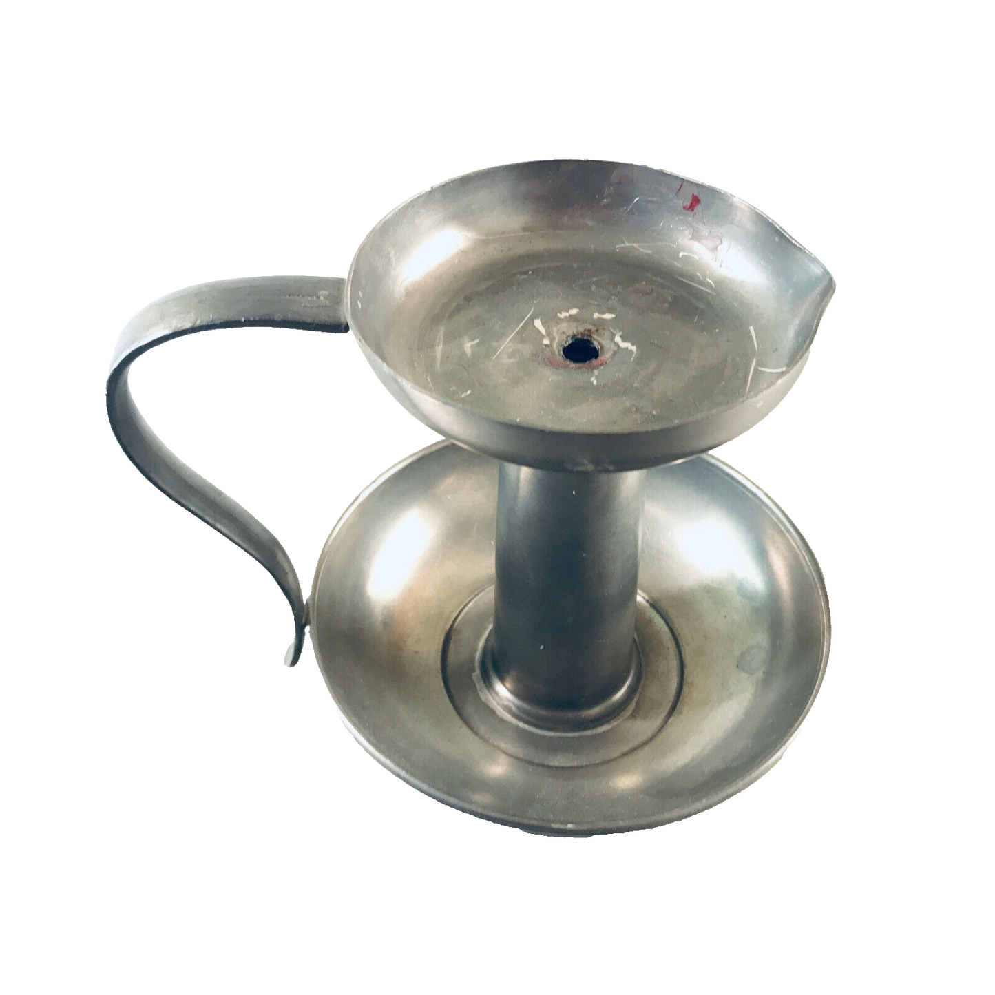 Quist  ZINN Kerzenhalter H 13,8 cm 60er Kerzenständer 50er 60er D 9,5 cm ob