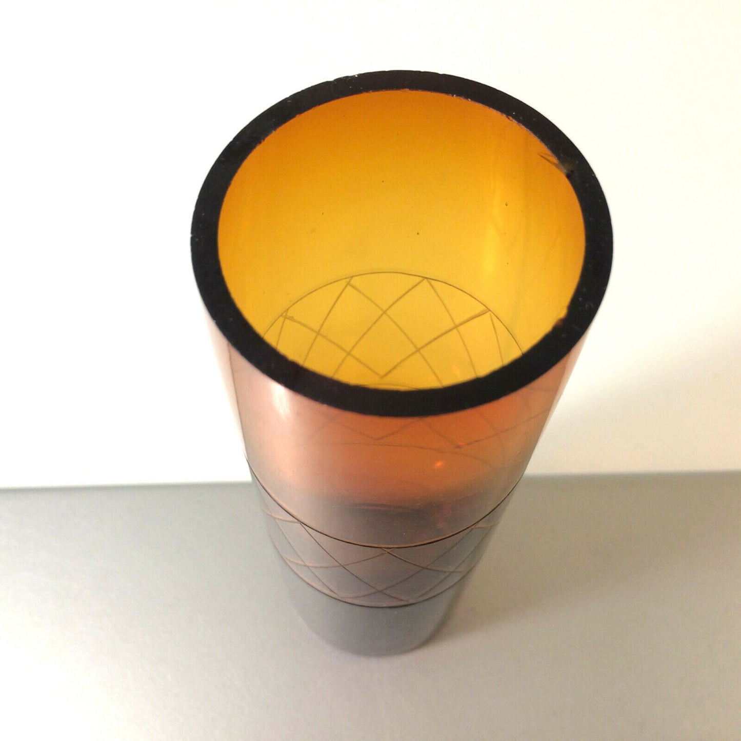 Vase Bernstein 15,2 cm 50er 60er MID CENTURY Vase Glas beschliffen