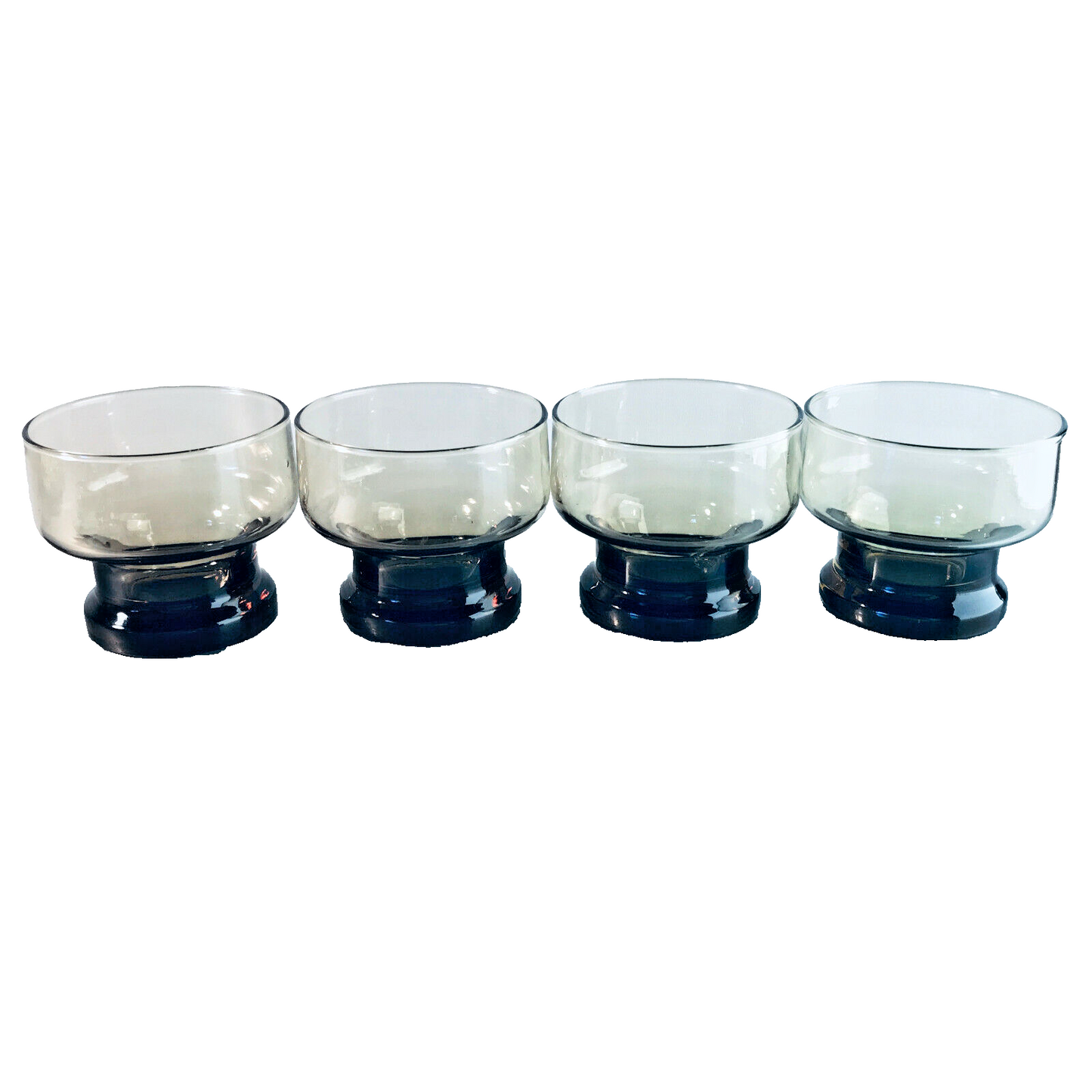 Vintage RAUCHGLAS 7,5 cm Wassergläser 4 er Set Gläser Trinkgläser Glas 