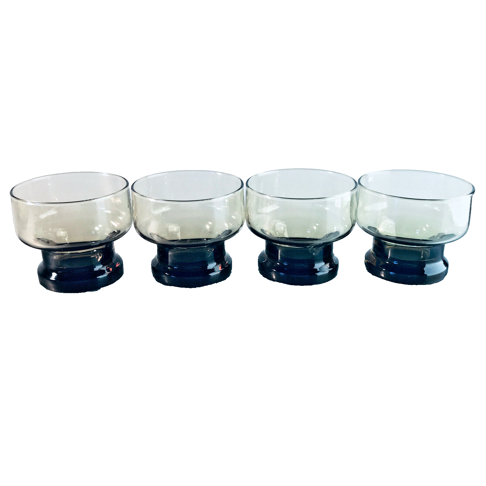 Vintage RAUCHGLAS 7,5 cm Wassergläser 4 er Set Gläser Trinkgläser Glas 