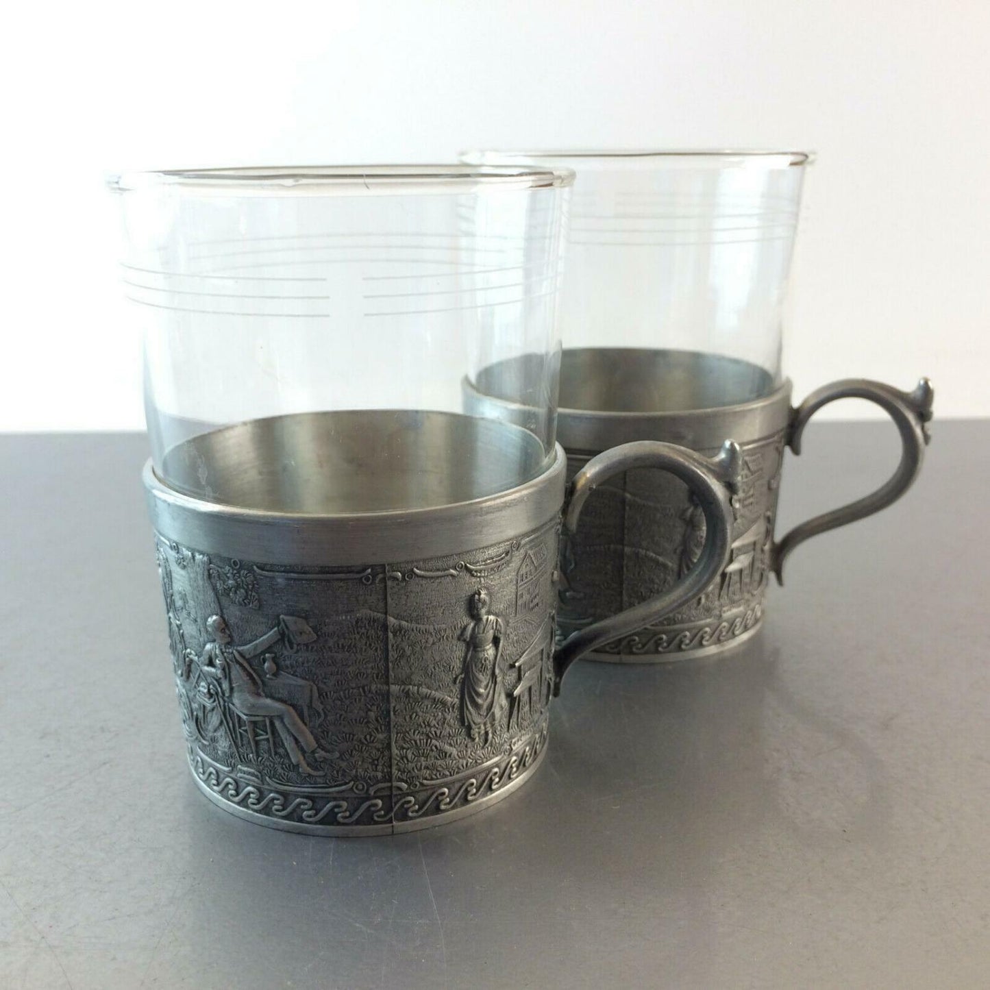 Friesling ZINN ORNAMENTE 2 er Teegläser Teetassen 9,5 cm Tassen  SCHOTT
