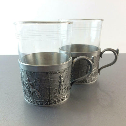 Friesling ZINN ORNAMENTE 2 er Teegläser Teetassen 9,5 cm Tassen  SCHOTT