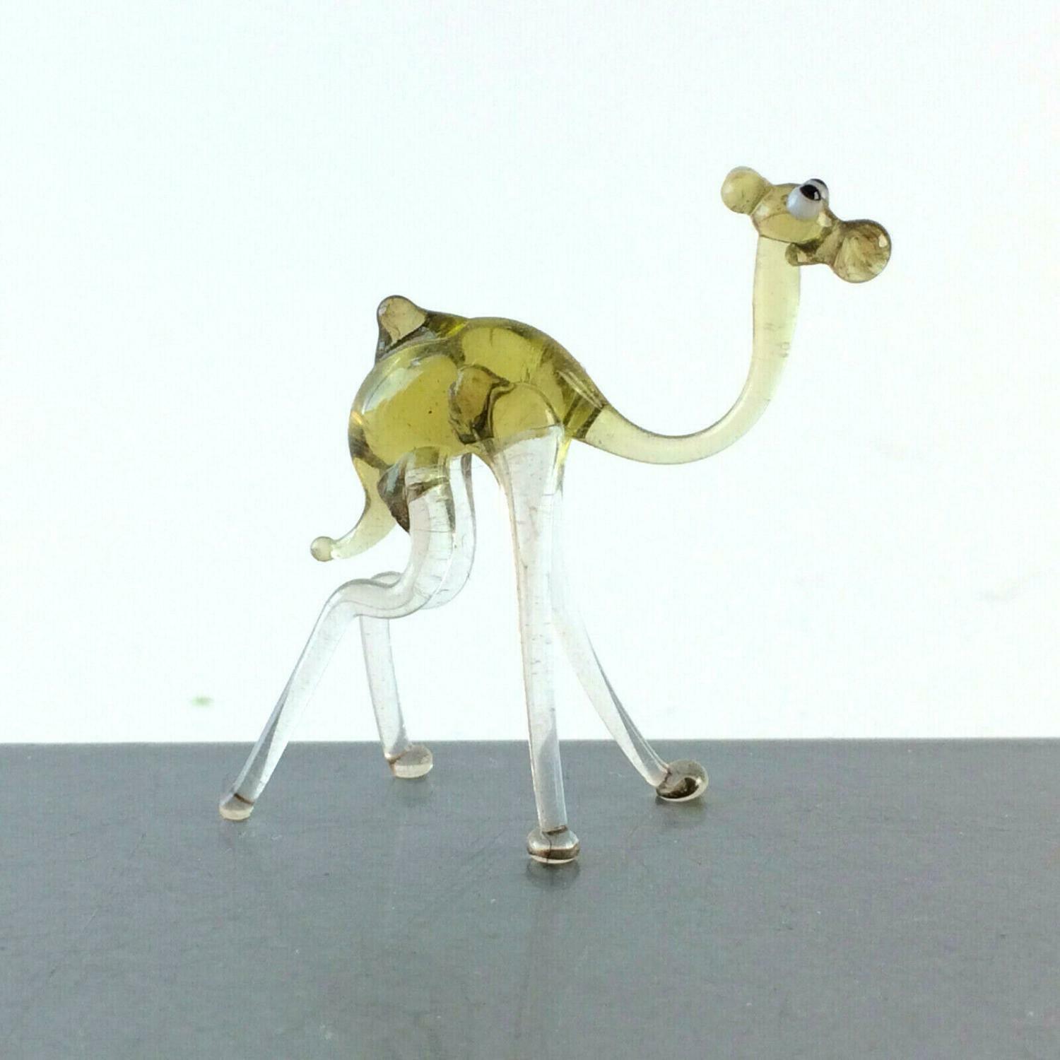 Dromedar Camel gelb H 3,5 cm Glas 50er 60er Lauscher Vintage MID CENTURY 