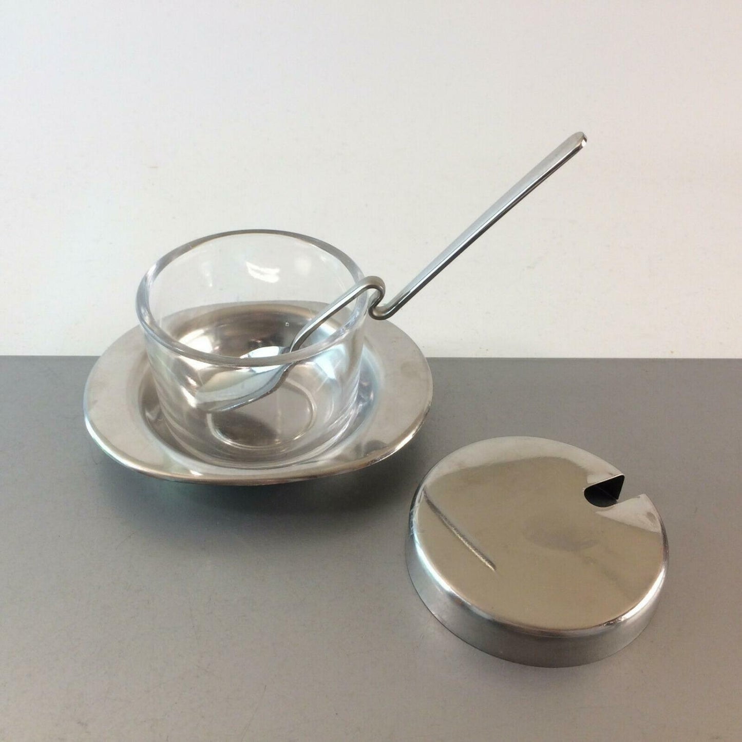 BRAUN & KEMMLER Schälchen Glas mit Löffel Edelstahl 60er Schale