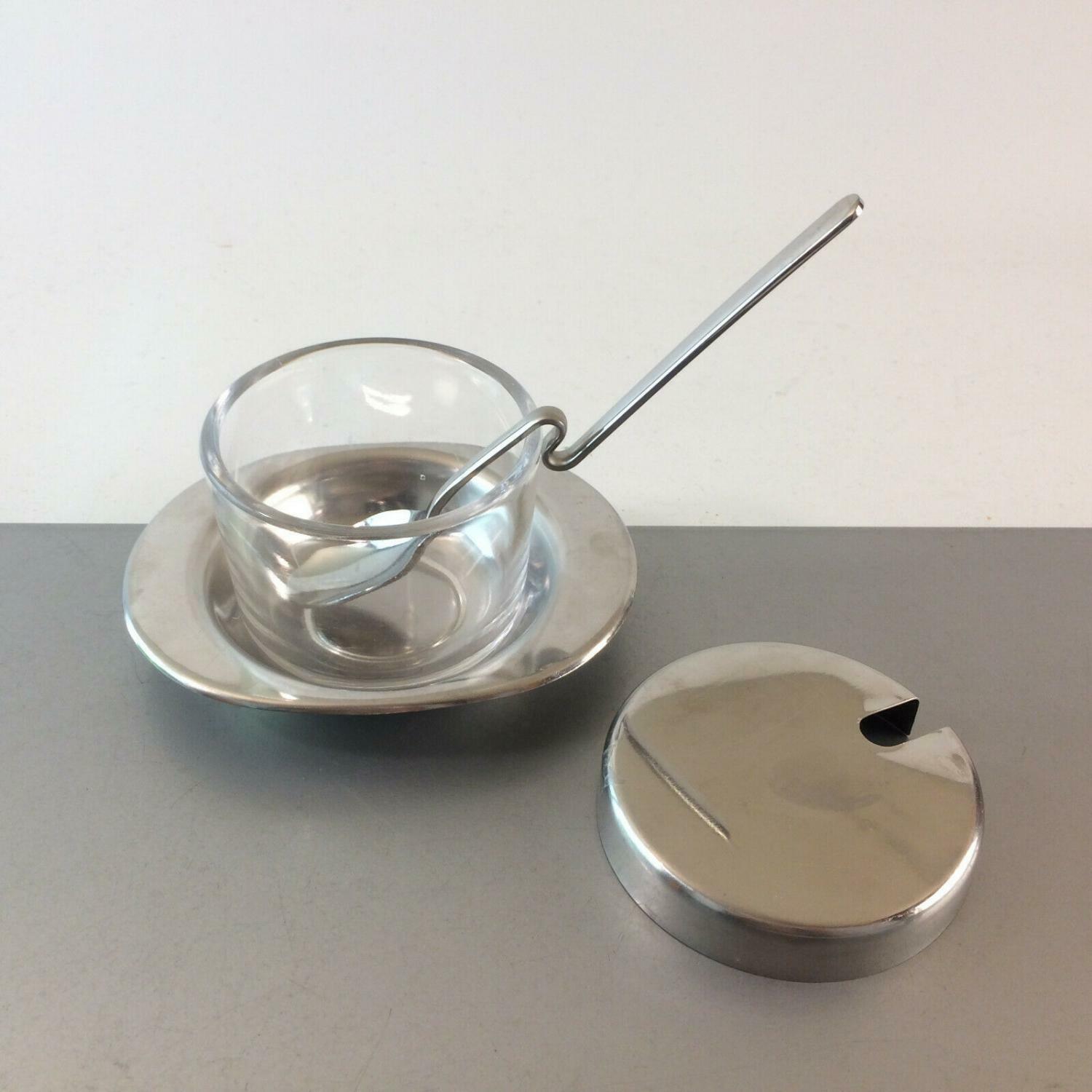 BRAUN & KEMMLER Schälchen Glas mit Löffel Edelstahl 60er Schale