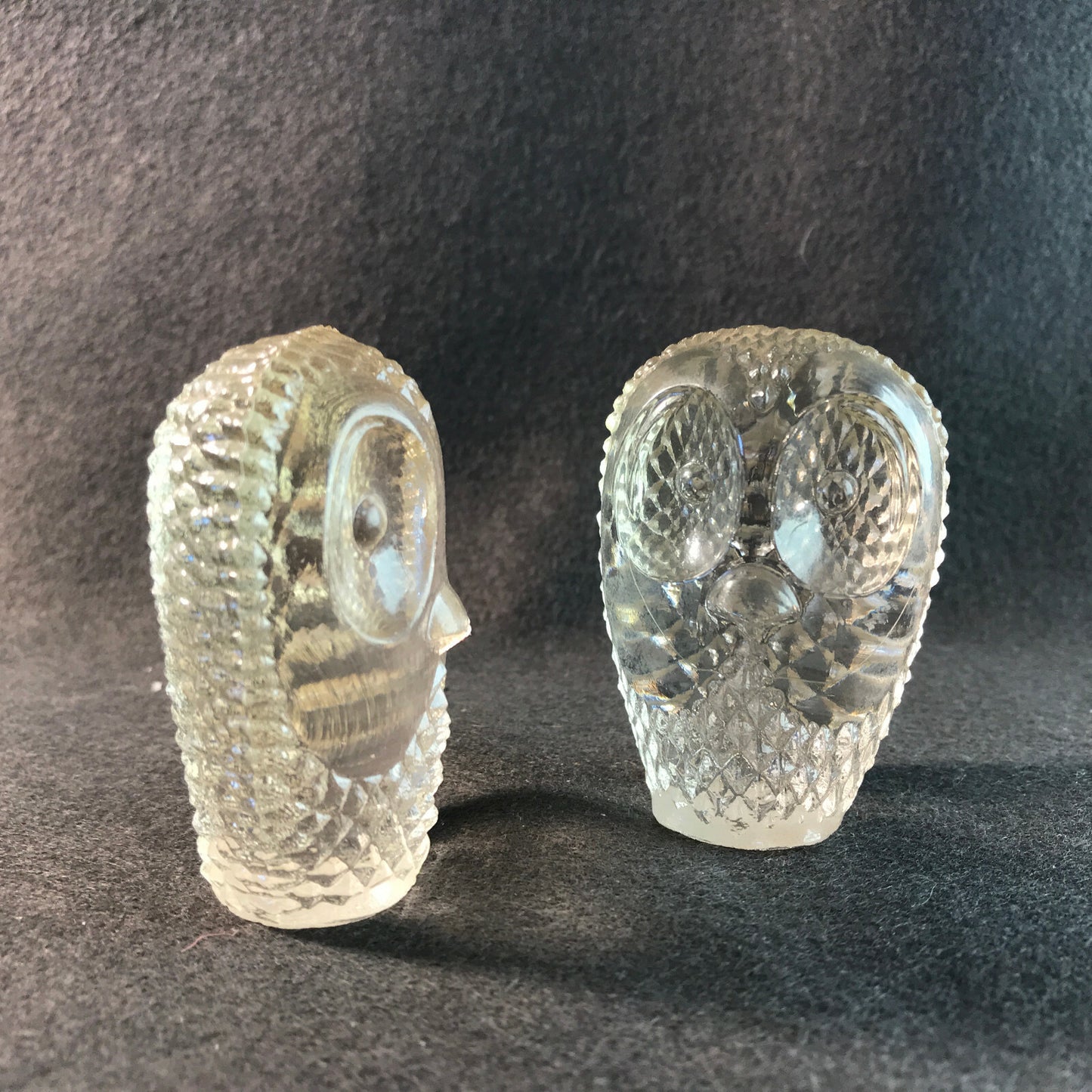 Glasfigur EULE Figur Glas 6 cm Vintage Schliff  50er 60er Uhu