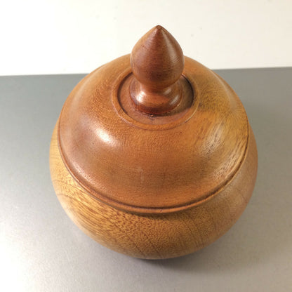 Vintage 60er 50er Deckeldose Dose Holz H 11 cm MID CENTURY gedreht