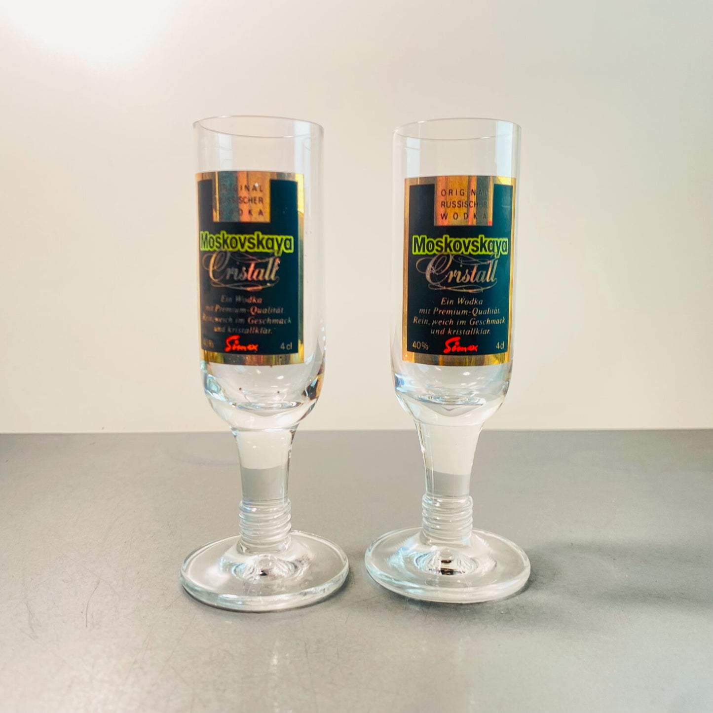 Gläser Glas Sonderedition 13 cm 2er Set Schnapsgläser Moskovskaya Wodka