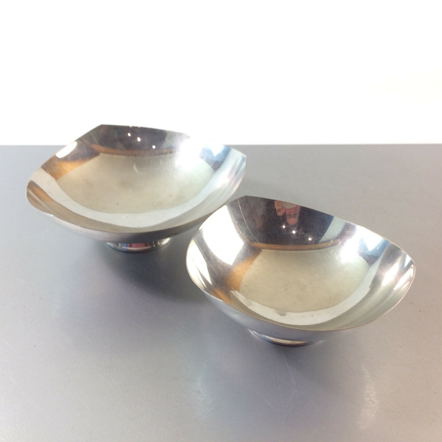 DENMARK Edelstahl VINTAGE 60er Schalen Set 3 eckig 11,5 / 14 cm Schälchen