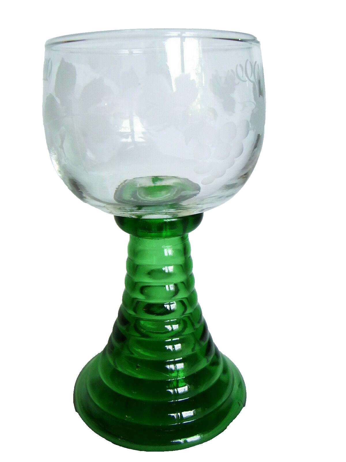 6er Set RÖMER Weinglas Gläser GRÜN Hohlfuß 0,1 Weinreben beschliffen 12,8