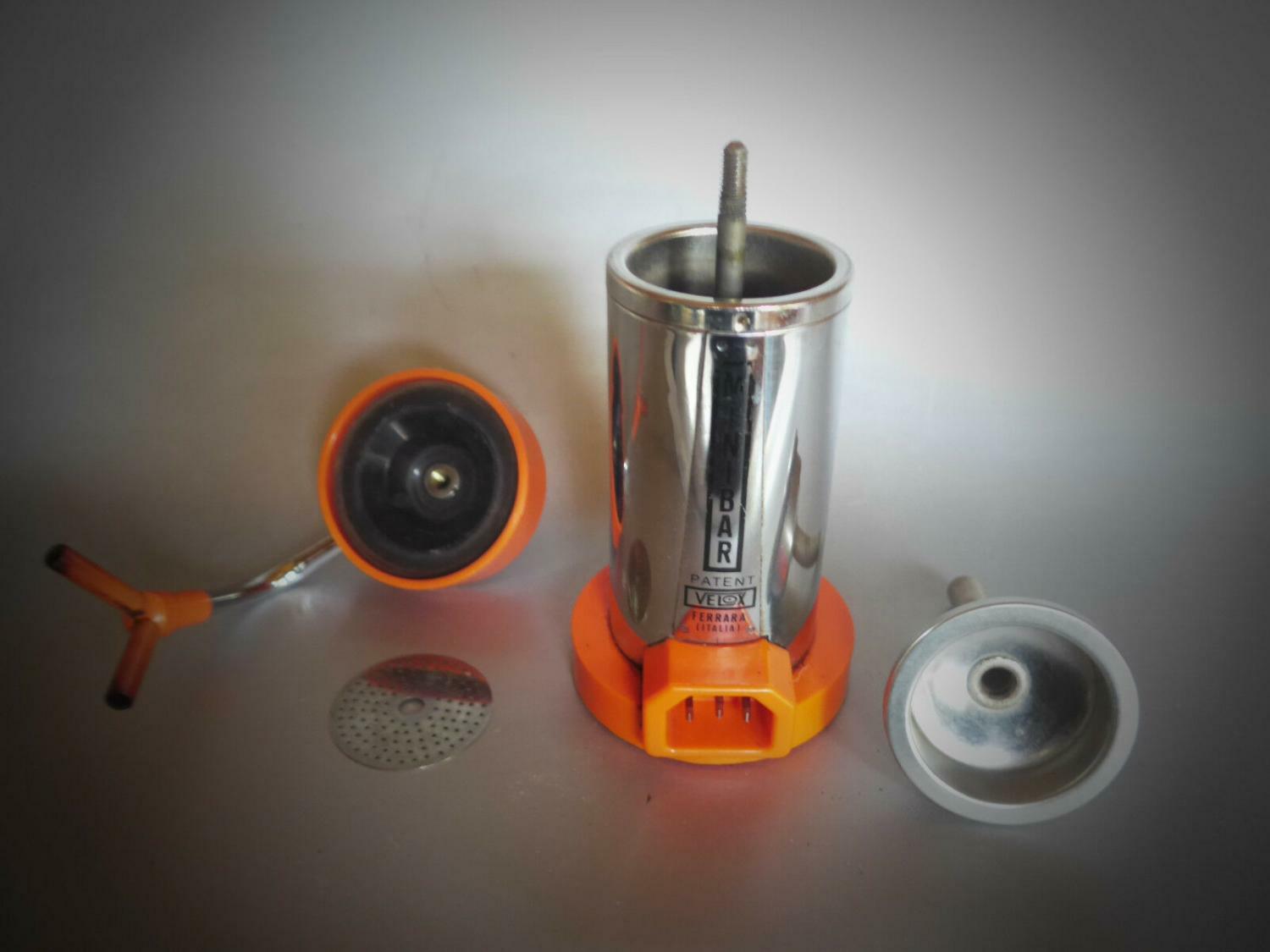 MINIBAR Velox Ferrara Espressokocher orange elektr. 2 Tassen 70er Italy