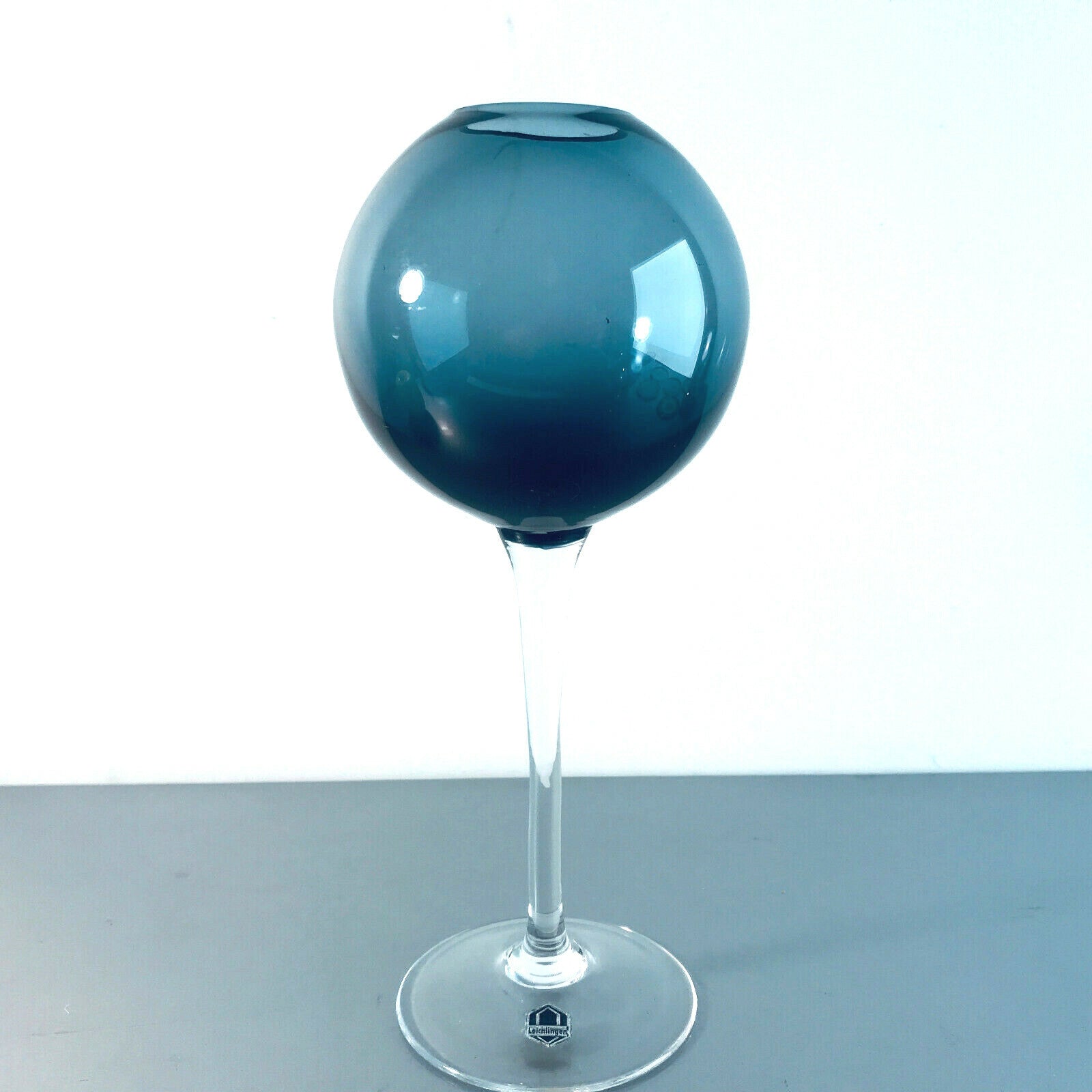 LEICHLINGER Vase Pokal Schale 50er GRAL Glas blau 20 cm