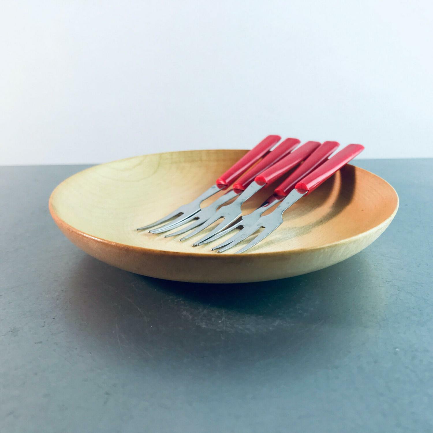 Schale MID CENTURY Holzschale Ahorn Schale Holz 13 cm 50er 60er + Picker