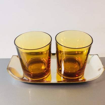 Whiskygläser Italy 8 cm mit WMF Tablett Vintage 50er 60er Gläser