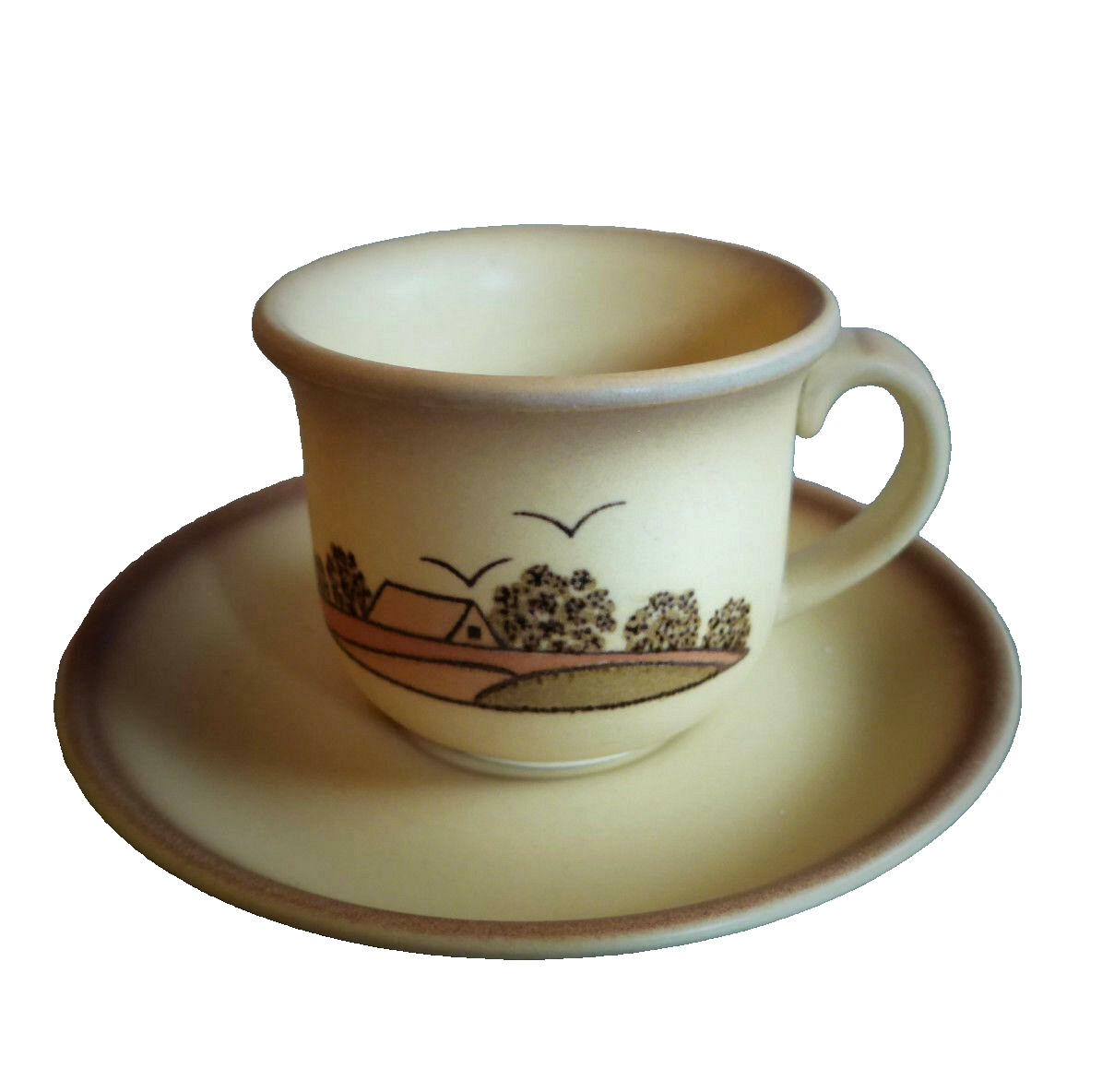 4er Set - SMF SCHRAMBERG Keramik LÄNDLICH Tasse mit Untertasse