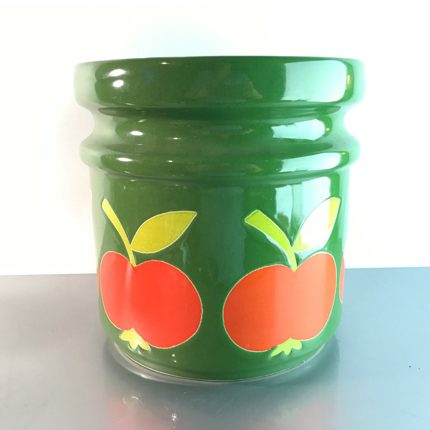 WÄCHTERSBACH Keramik Vase Becher Set grün Apfel 60er 70er 9,6 cm Kinder