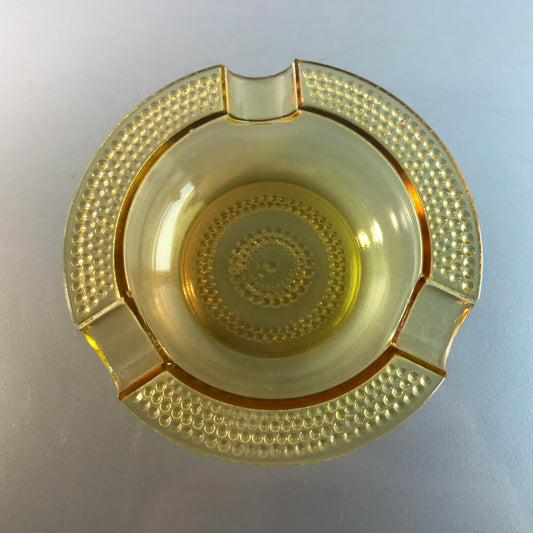 Ascher Glas gelb 13,2 cm Aschenbecher 60er Vintage Noppen