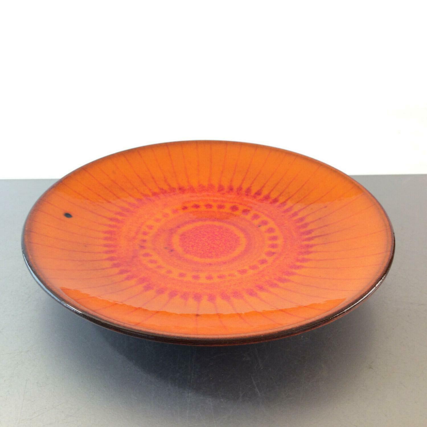 KUCH Keramik Tellerchen Schale Teller 50er 60er 22,5 cm orange Vintage