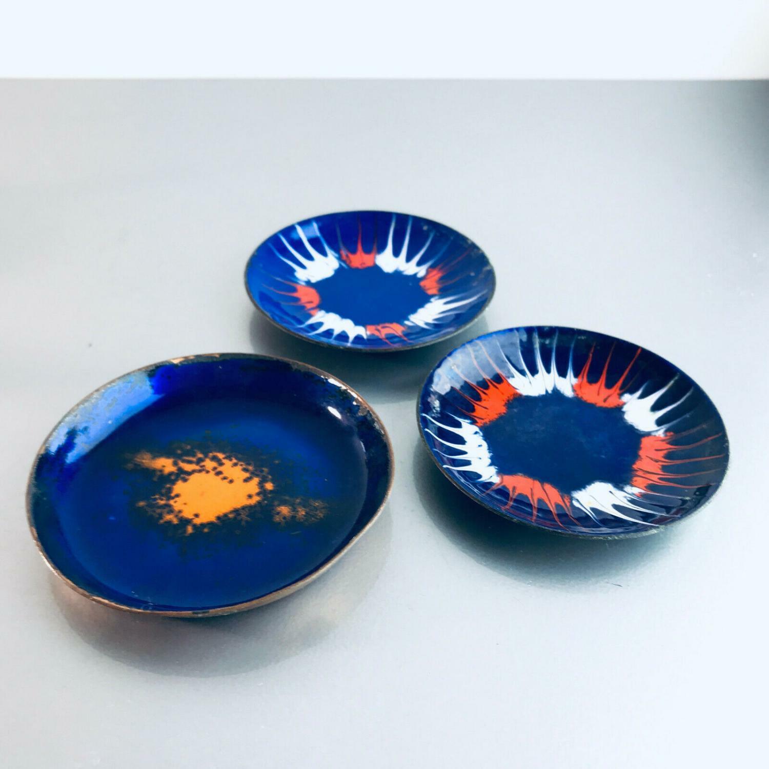 Kupferschale Konvolut Emaille emailliert 50er 60er MID CENTURY