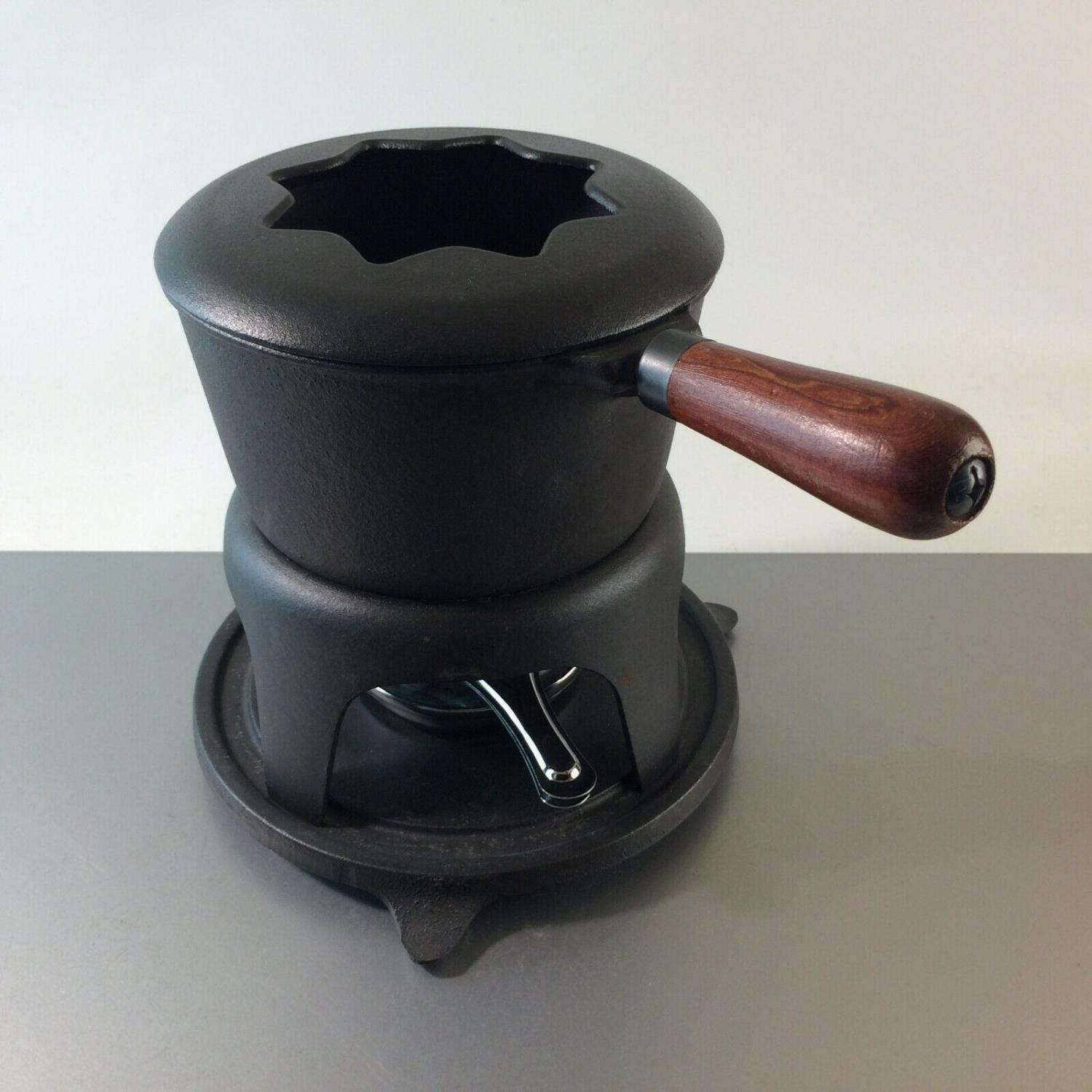 HP Käsefondue Topf Gusseisen mit Stövchen Eisen Metall Vintage FONDUE