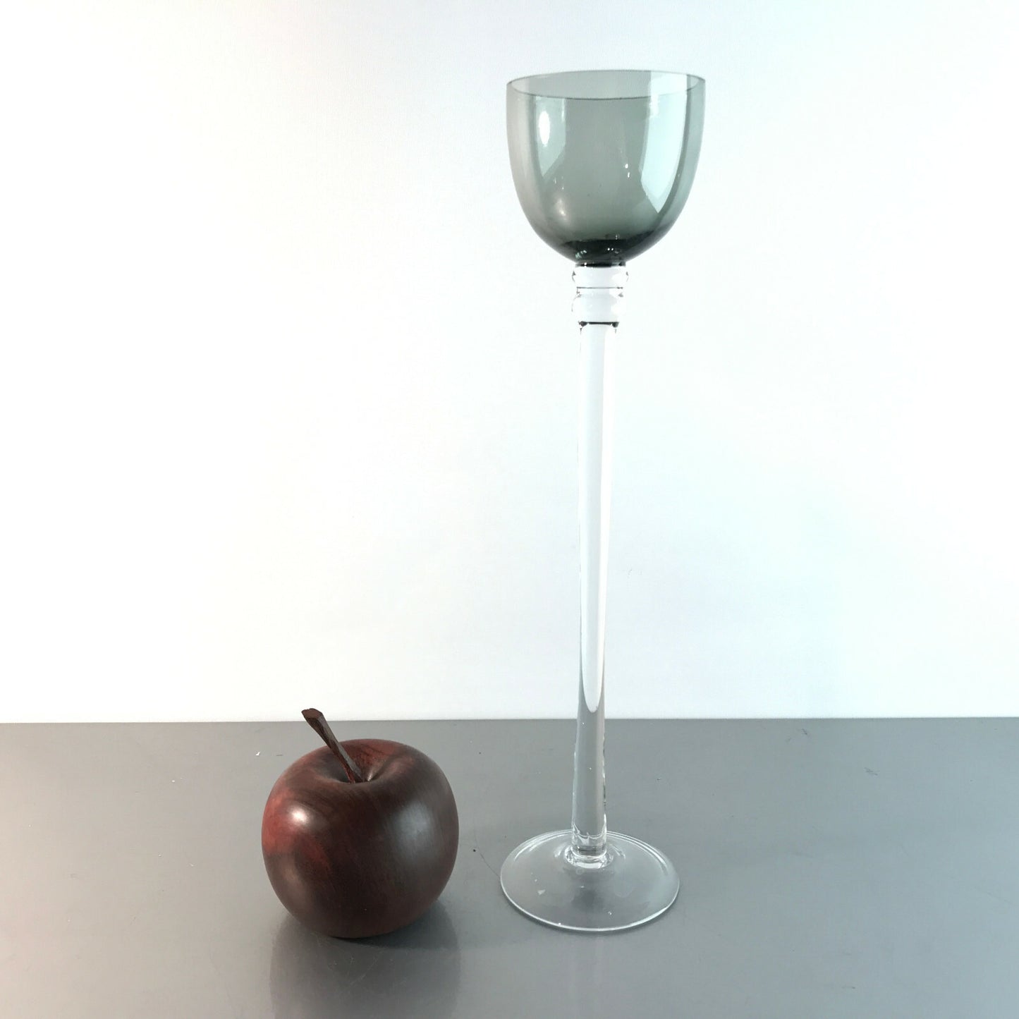 GLAS SCHALE Fußschale Pokal RAUCHGLAS 50er 60er MID CENTURY 29,8 cm
