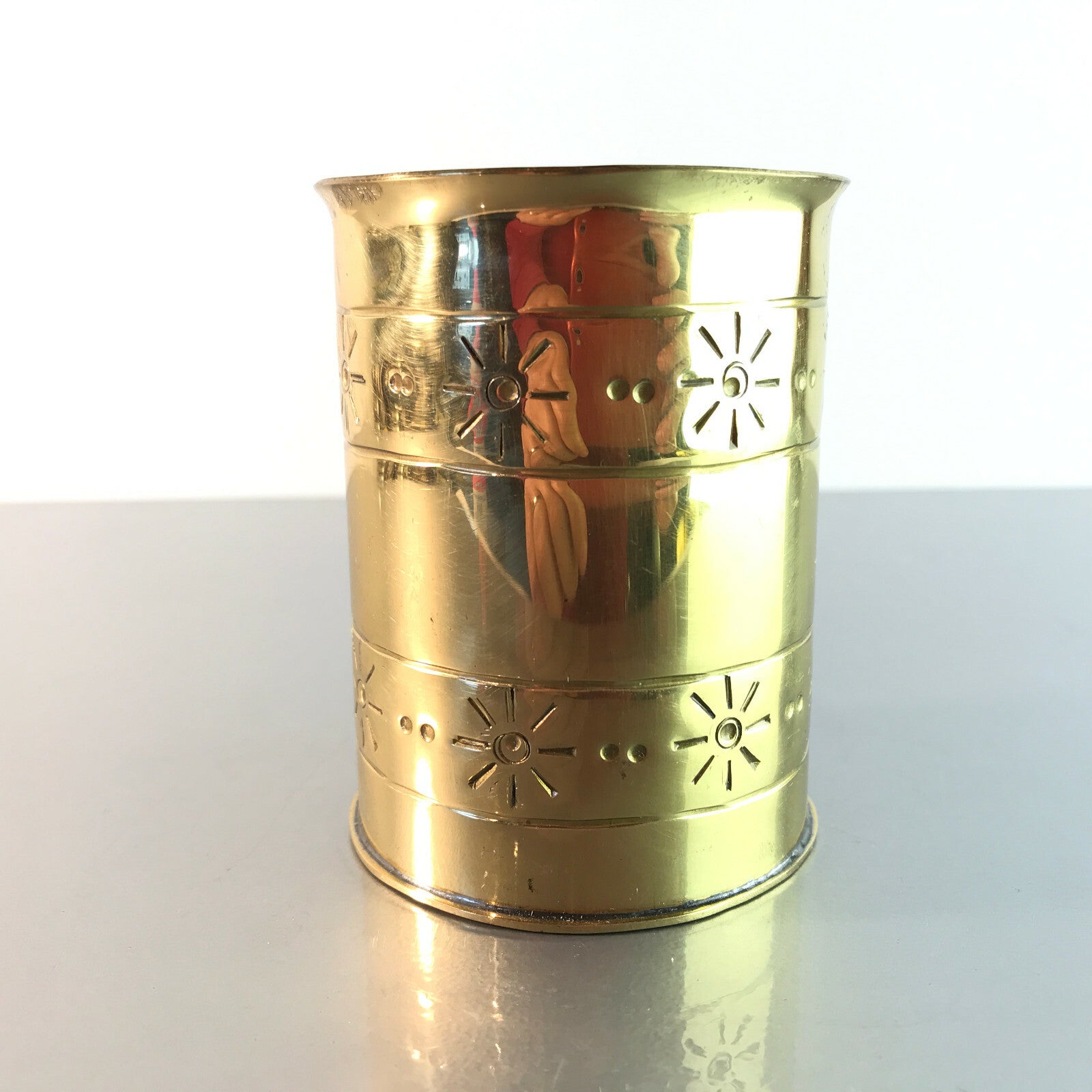 Messing Vase Becher Nordfriesische Kunst SCHOBÜLI 50er 60er Vintage