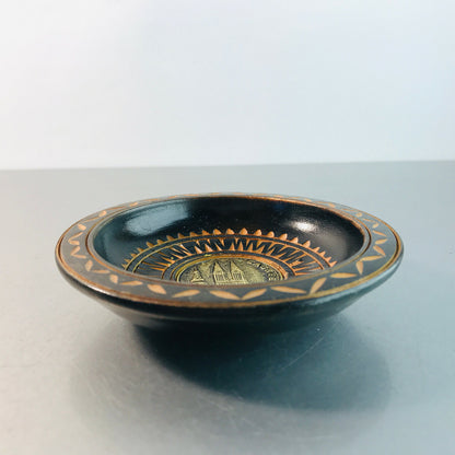 Vintage Holzteller Wandteller 10,5 cm ZAGREB 60er Jahre MID CENTURY