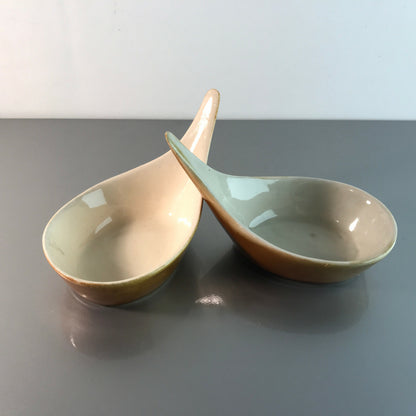 Keramik Schälchen Schale Seifelschale braun beige 2er Set Schiff 60er