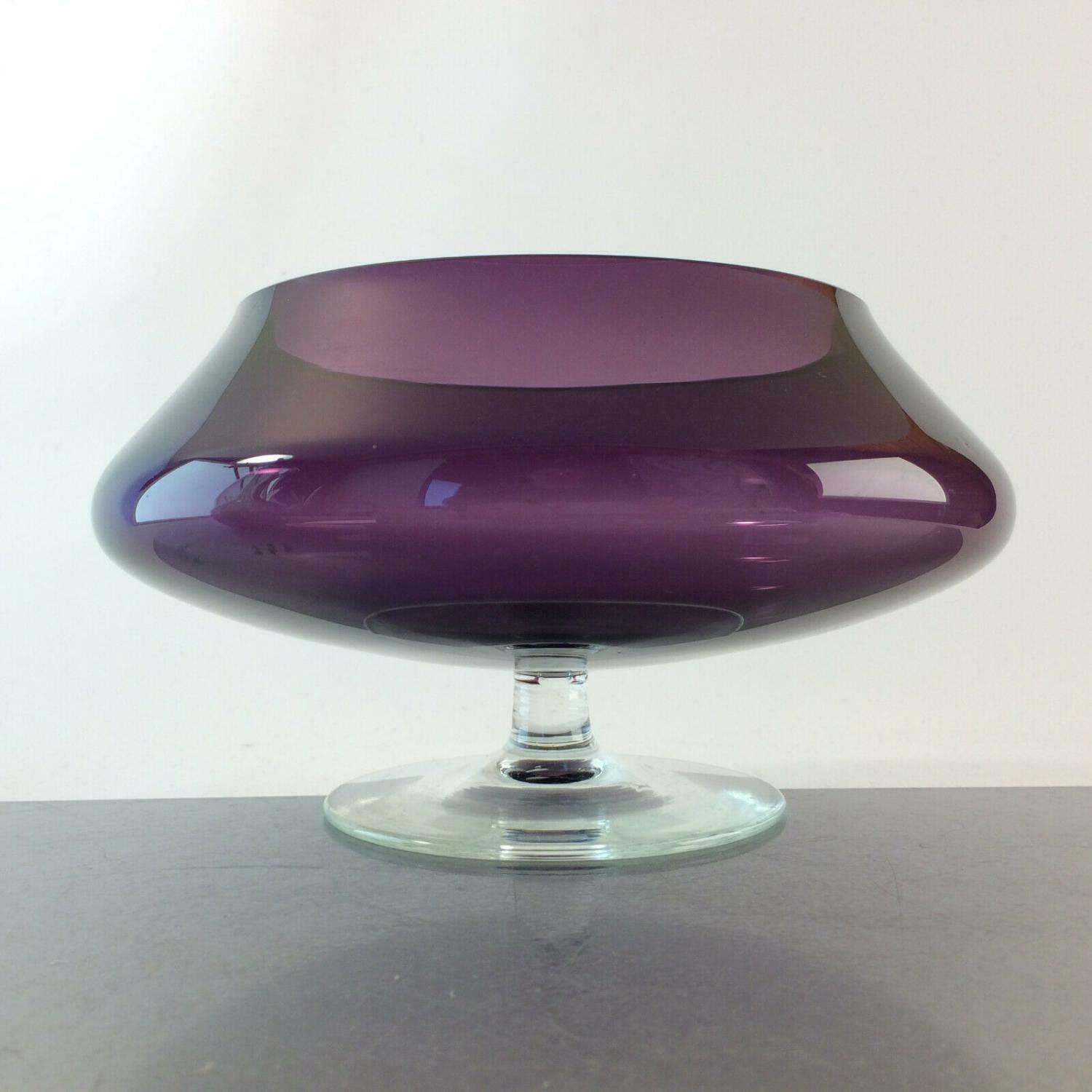 Aufsatz Glas VIOLETT lila 50er 60er Schale Schüssel Schale H 12 cm