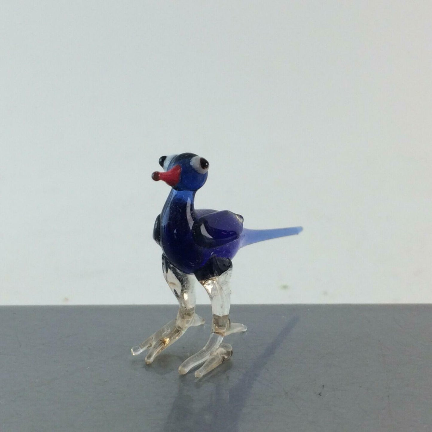 Vogel blau H 2,7 cm Glas 50er 60er Lauscher Vintage MID CENTURY 