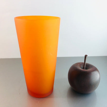 Glas orange Satinato Vase 16,5 cm Vintage 60er MID CENTURY
