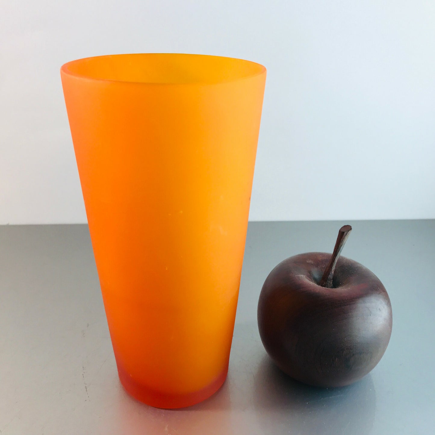 Glas orange Satinato Vase 16,5 cm Vintage 60er MID CENTURY
