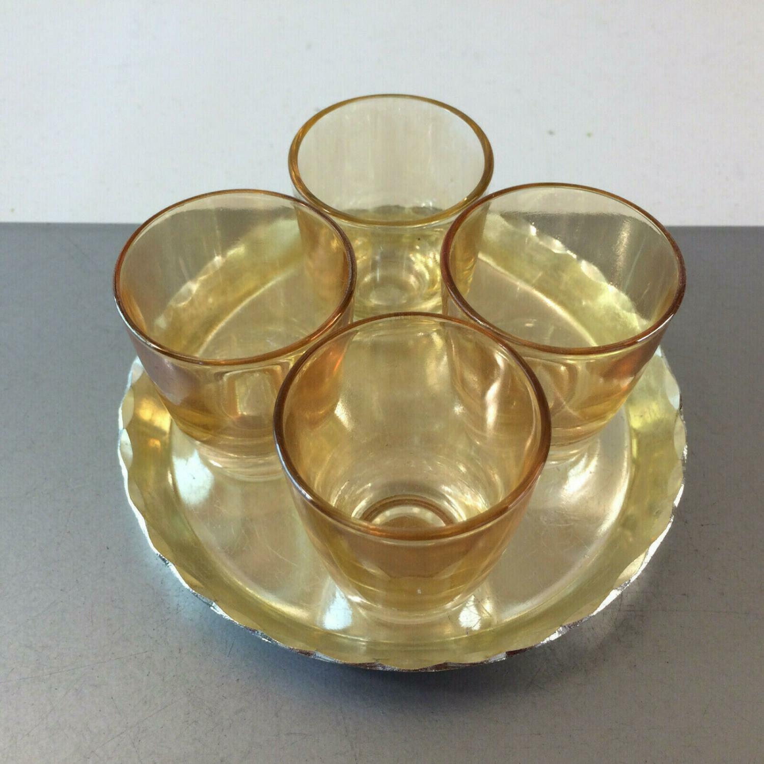 Schnapsgläser irisierend 50er 60er Tablett MID CENTURY Gläser Likörgläser