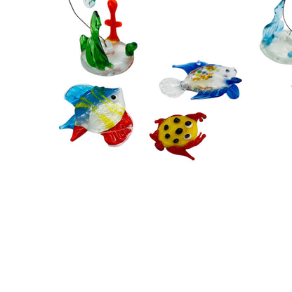 Fische mit Blasen Dekoration Glas Vintage ca 13 cm 60er 70er Tierfigur