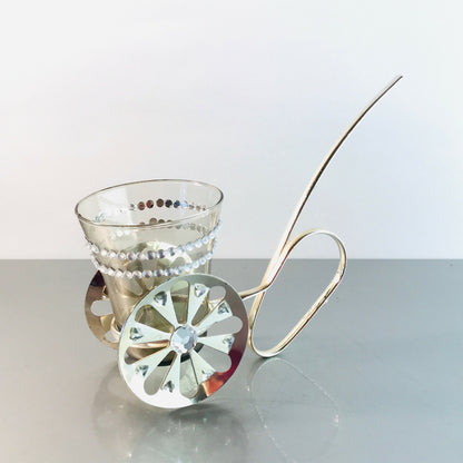 VINTAGE Glas 50er 60er Glas MID CENTURY im Halter Silbern