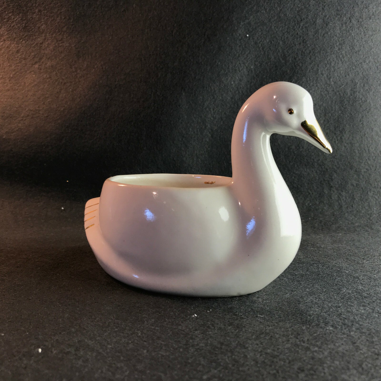 VINTAGE Übertopf Schwan Gold Rand D 7,2 MID CENTURY Keramik 70er 80er
