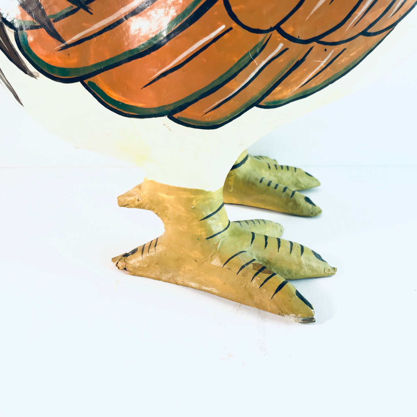 Pappmarche Hahn 70er Pappe Papier 40 cm Deko Vintage Huhn Henne