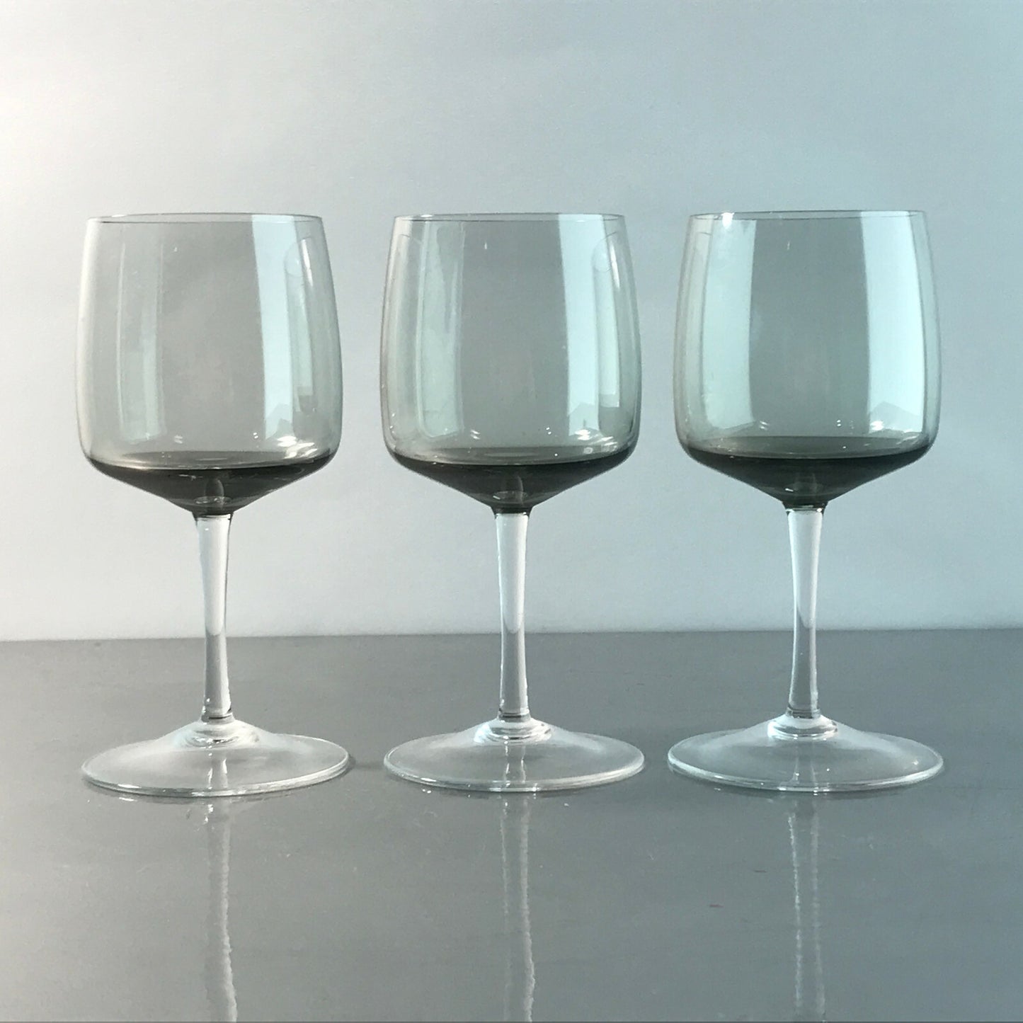 Vintage 3 er Set  RAUCHGLAS 11,5 cm Likörgläser Gläser Trinkgläser Glas