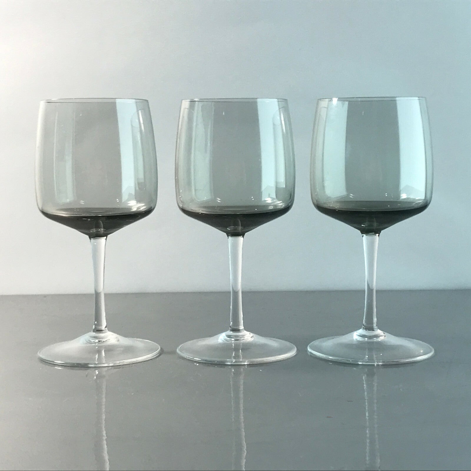 Vintage 3 er Set  RAUCHGLAS 11,5 cm Likörgläser Gläser Trinkgläser Glas