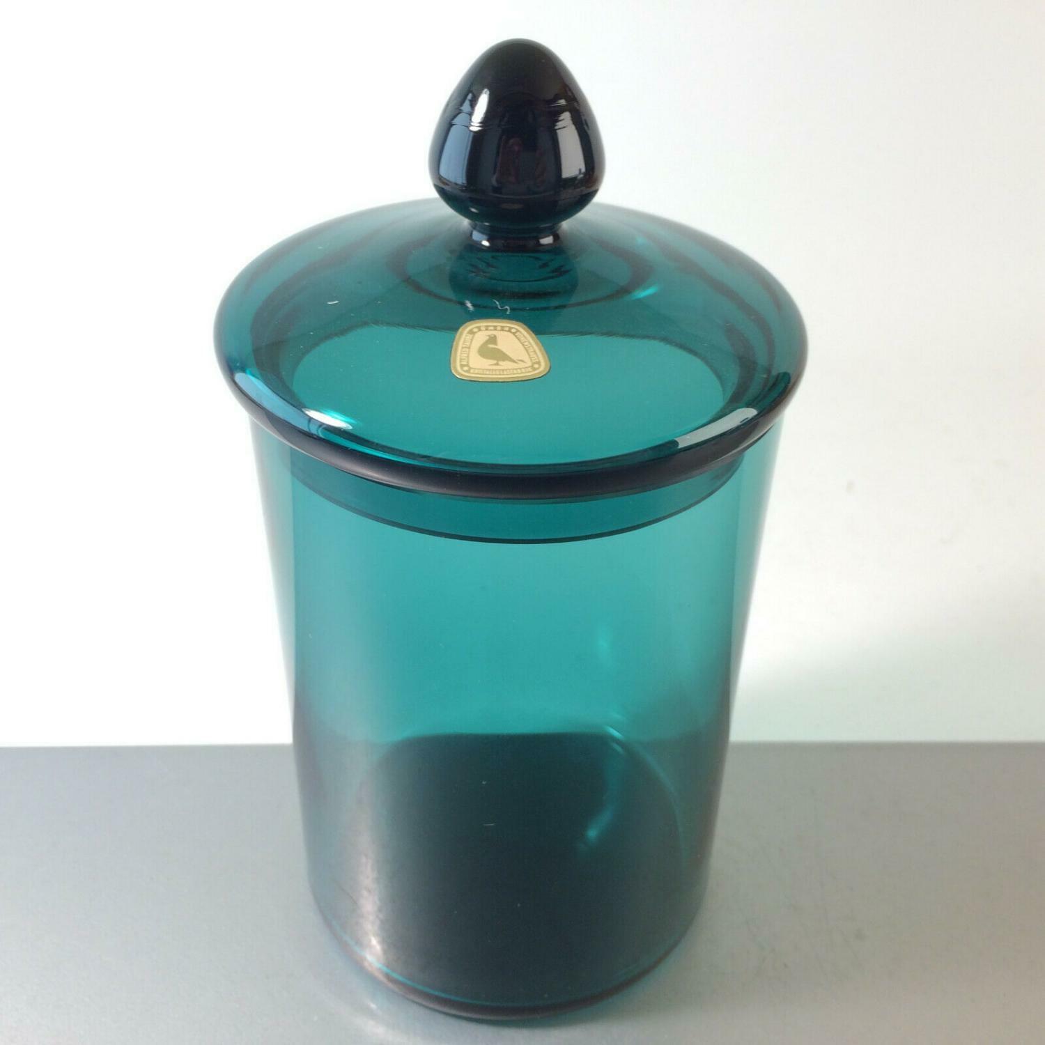 TAUBE & Füger Dose 50er 60er GLAS Glasdeckel Deckeldose H 16,5 cm