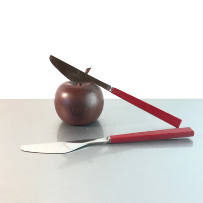 Vintage Messer rot rostfrei  50er 60er MID CENTURY 21 cm 2er Set