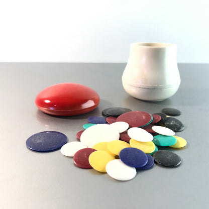 PILZ Spiel mit Kunststoff Scheiben Spielsteinen Vintage rot 6,5 cm