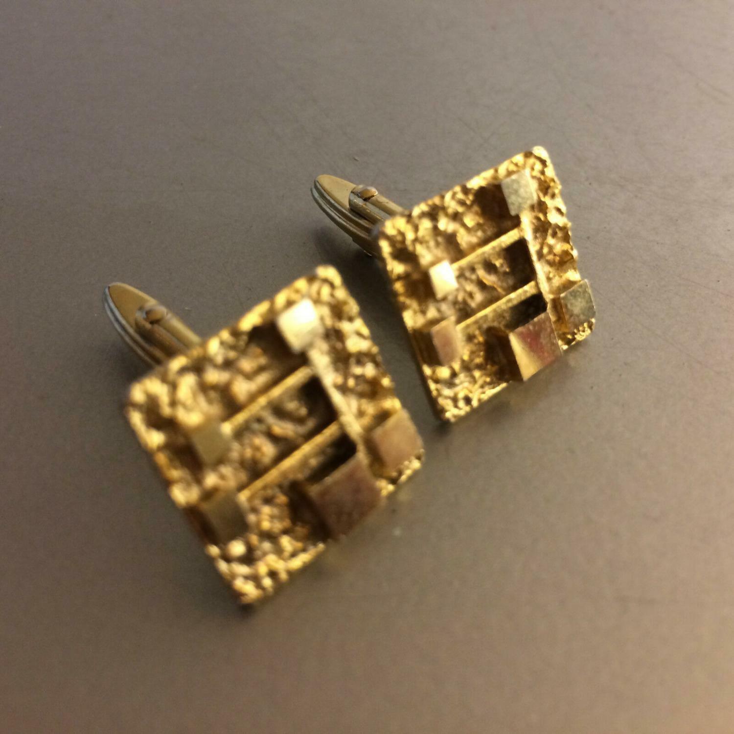 MANSCHETTENKNÖPFE 50er 60er 70er Manschetten Gold farben