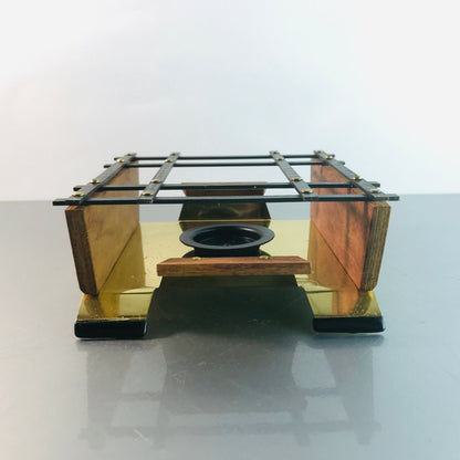 Stövchen Metall Messing Teak Holz 50er 60er MID CENTURY Rechaude