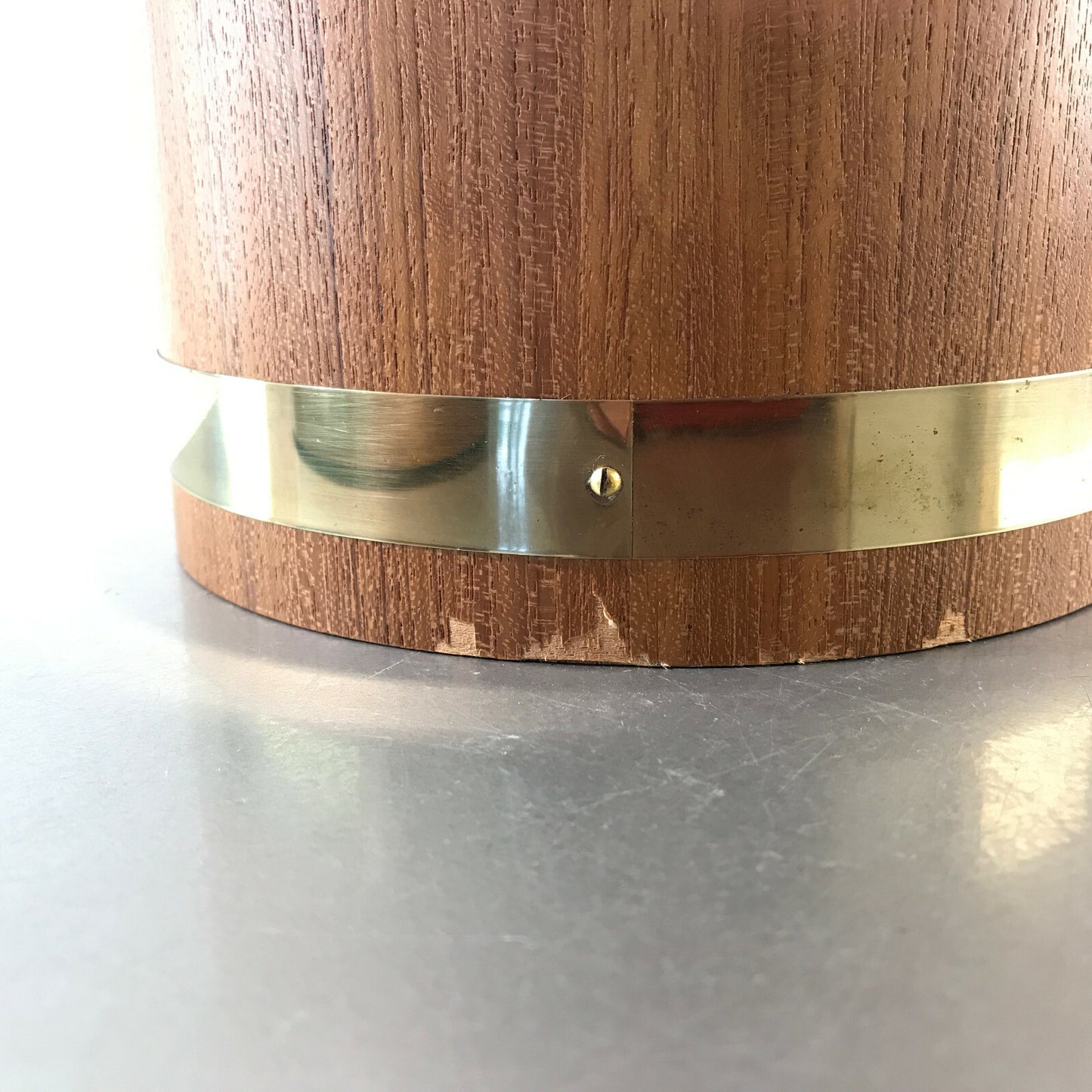Eiseimer 50er 60er HOLZ Teak Alu MID CENTURY Funier 23 cm Eiswürfeleimer