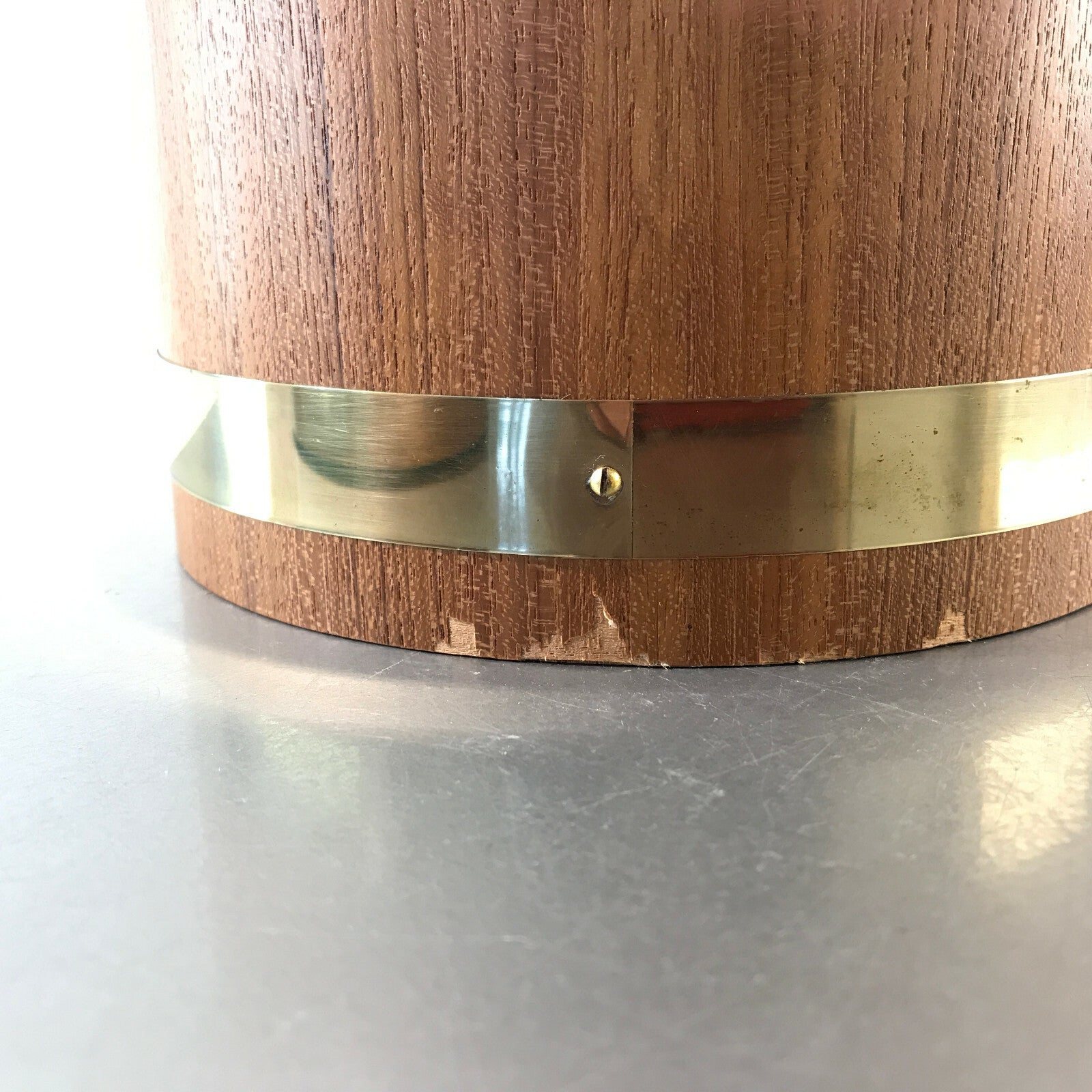 Eiseimer 50er 60er HOLZ Teak Alu MID CENTURY Funier 23 cm Eiswürfeleimer