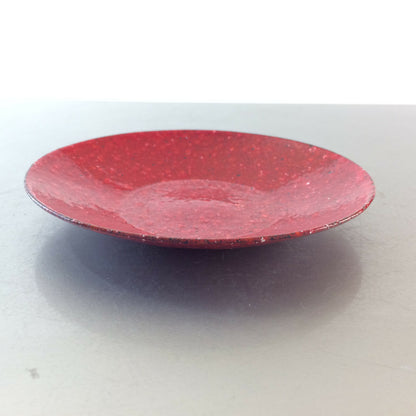 MID CENTURY Emaille Schale D 13,3 cm 50er Vintage Teller  rot