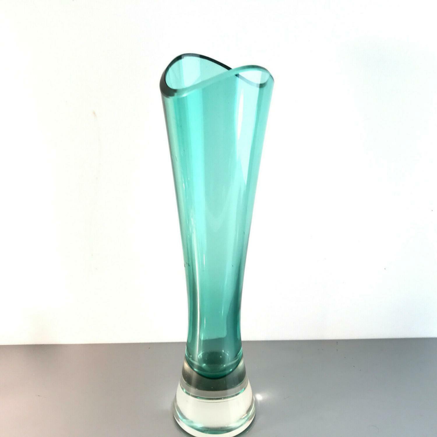 Vintage VASE Glasvase Design 60er 50er MID CENTURY grün 28 cm
